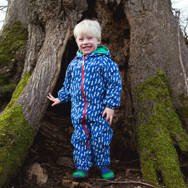 EcoSplash Waterproof Fleece Lined Puddle Suit Blue Lightning